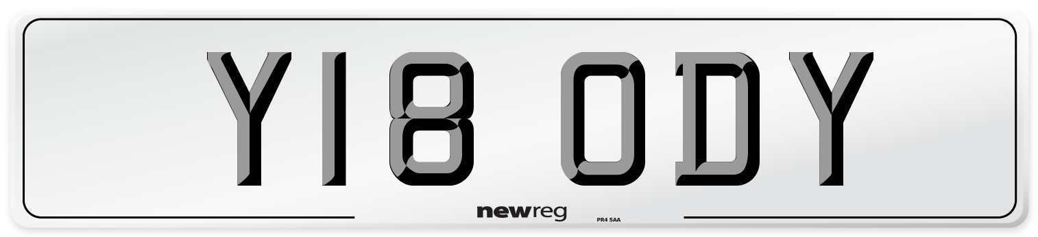 Y18 ODY Number Plate from New Reg